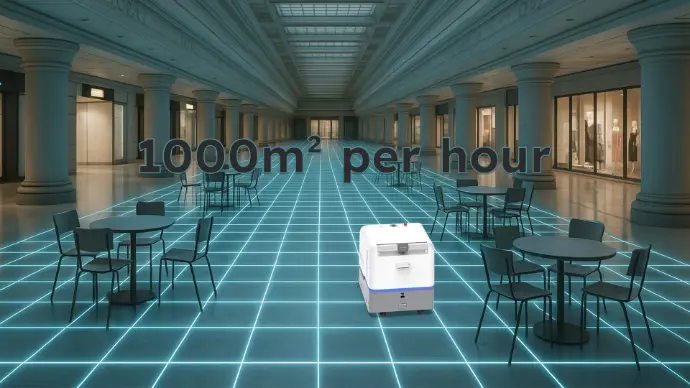 S100 Pro M cleaning robot covering up to 1000 m² per hour for large spaces