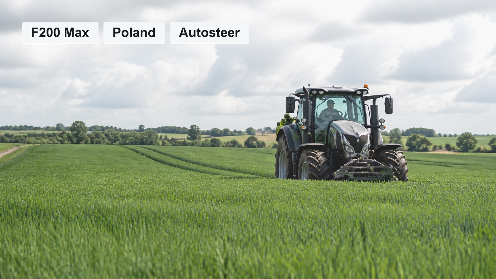 F200 Max Valtra T145 Autosteer in Polish Grassland
